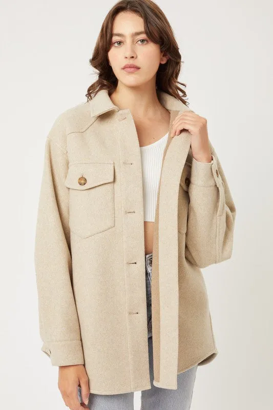 Fleece Oversized Shacket in Several Neutral Colors