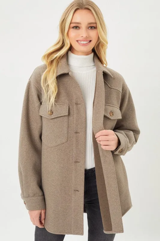 Fleece Oversized Shacket in Several Neutral Colors