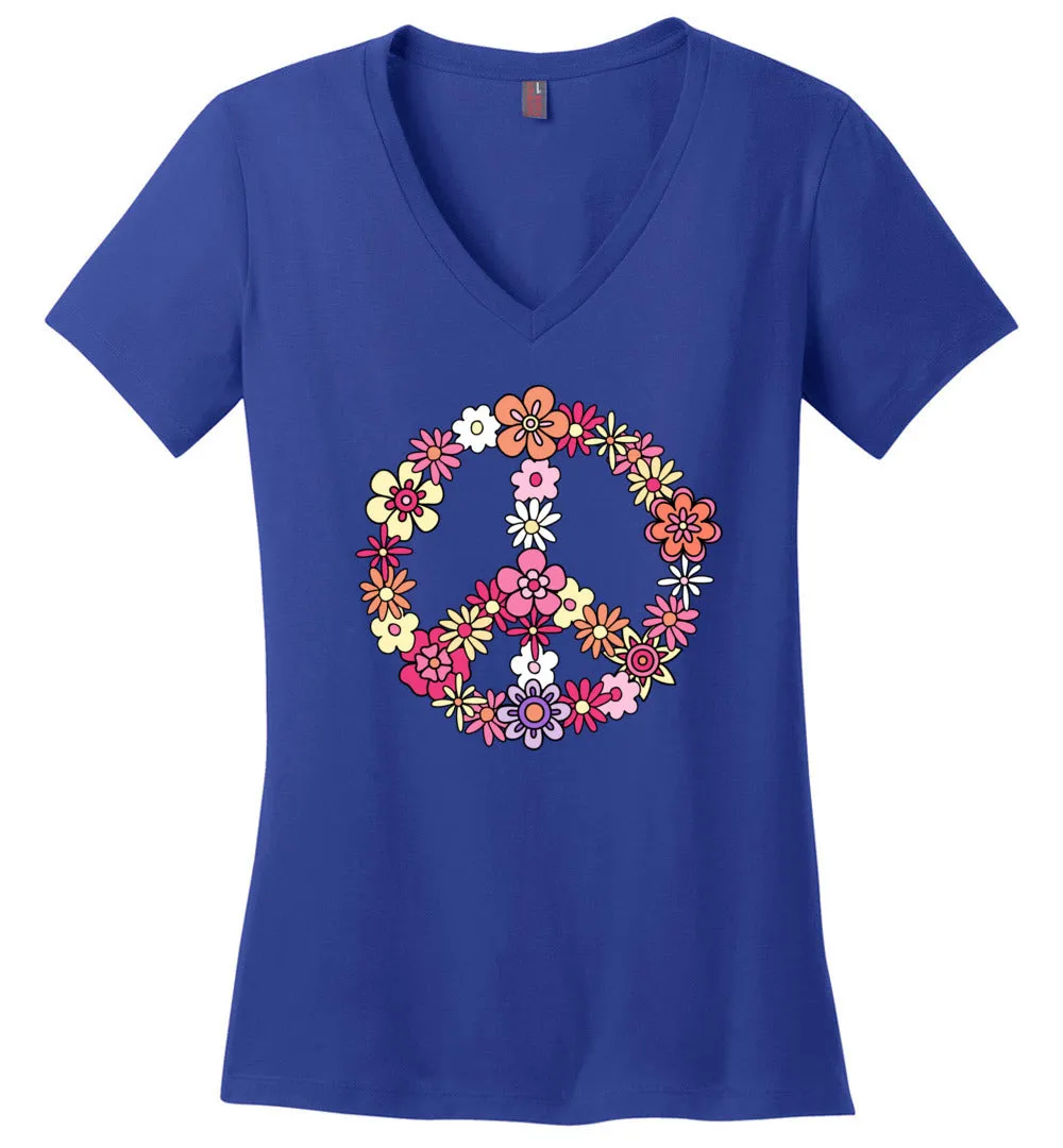 Flower Peace Sign V-Neck