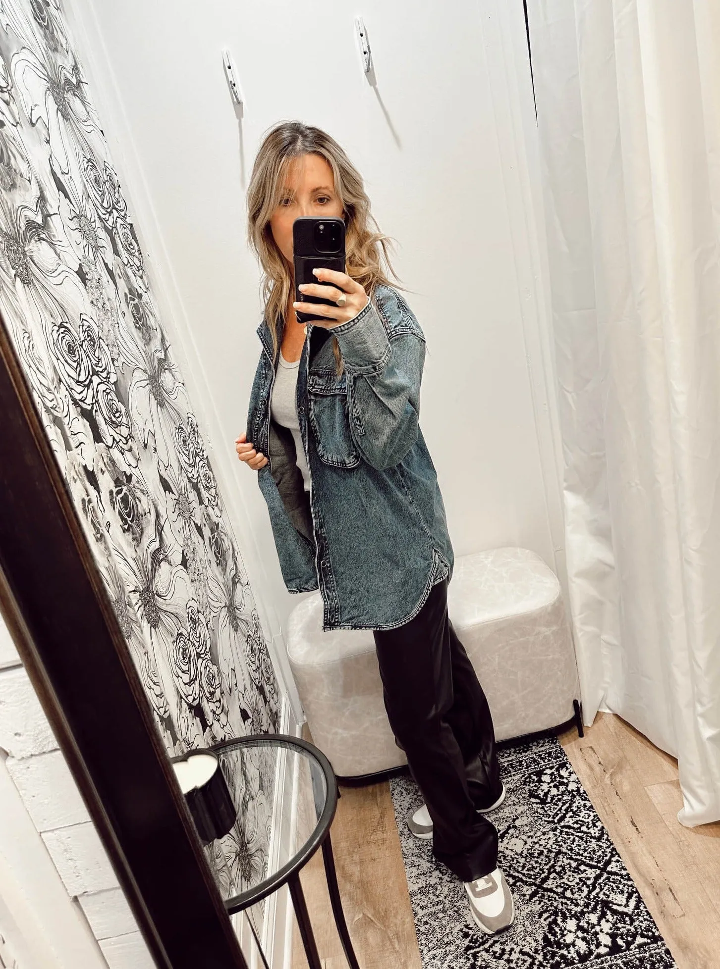 Free People Izzie Cargo Denim Shacket