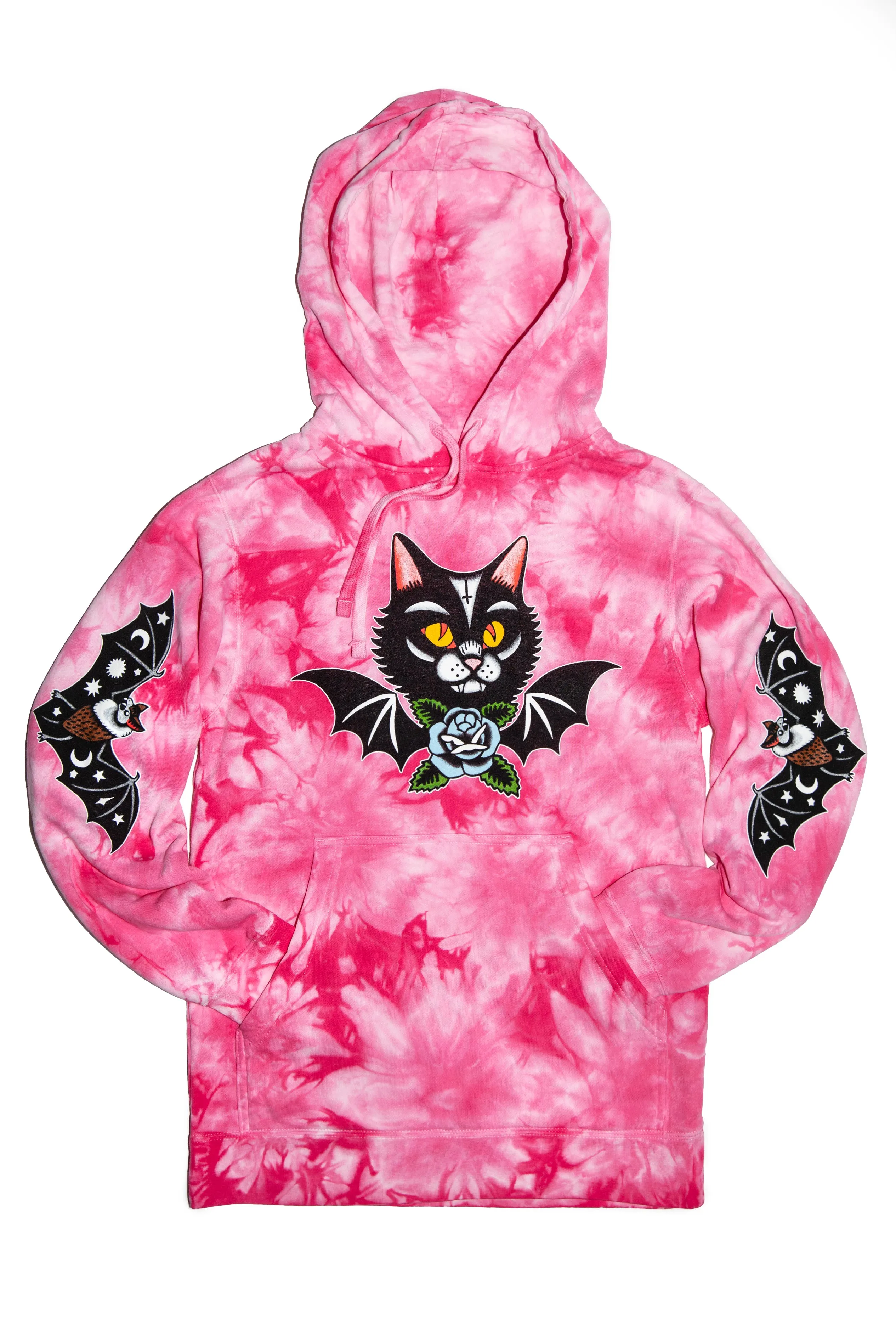 Frickin' Bats - Pink Tie Dye Hooded Pullover