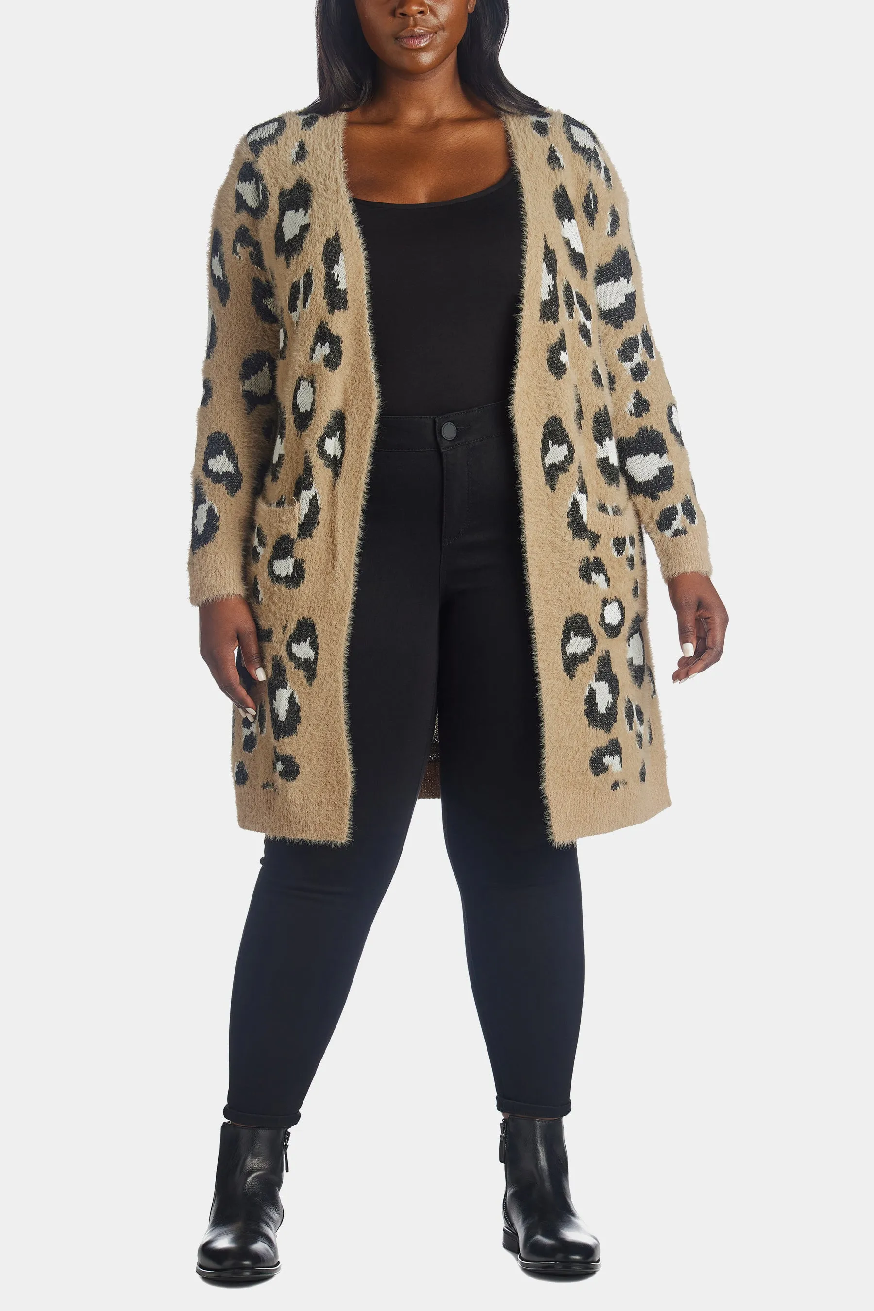 Fuzzy Leopard Knit Cardigan