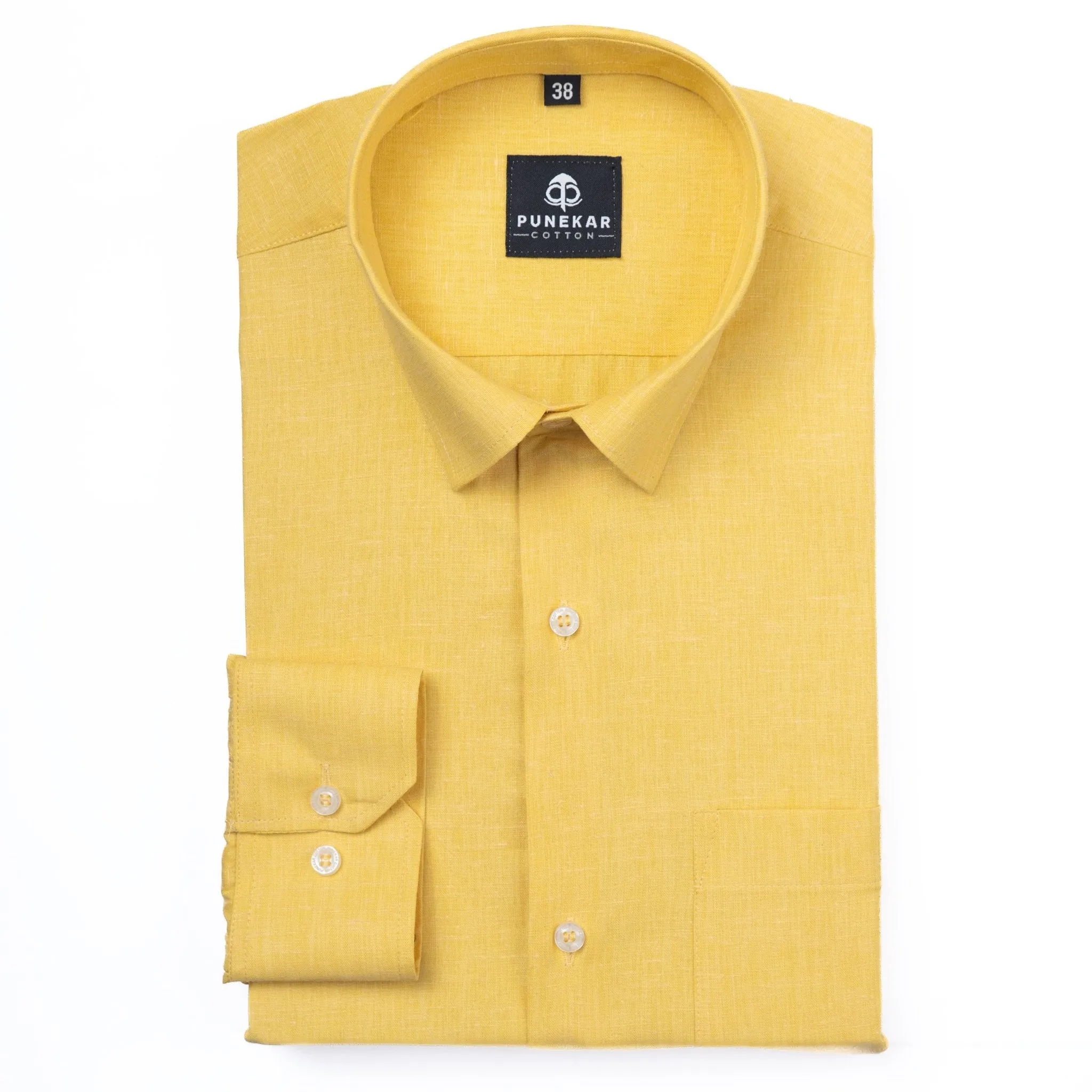 Golden Yellow Color Plain Pure Cotton For Men