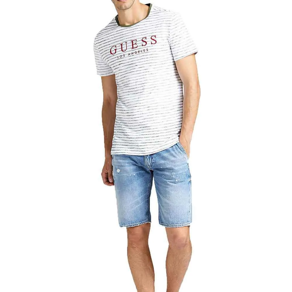 GUESS Striped Alden T-Shirt - White / Green