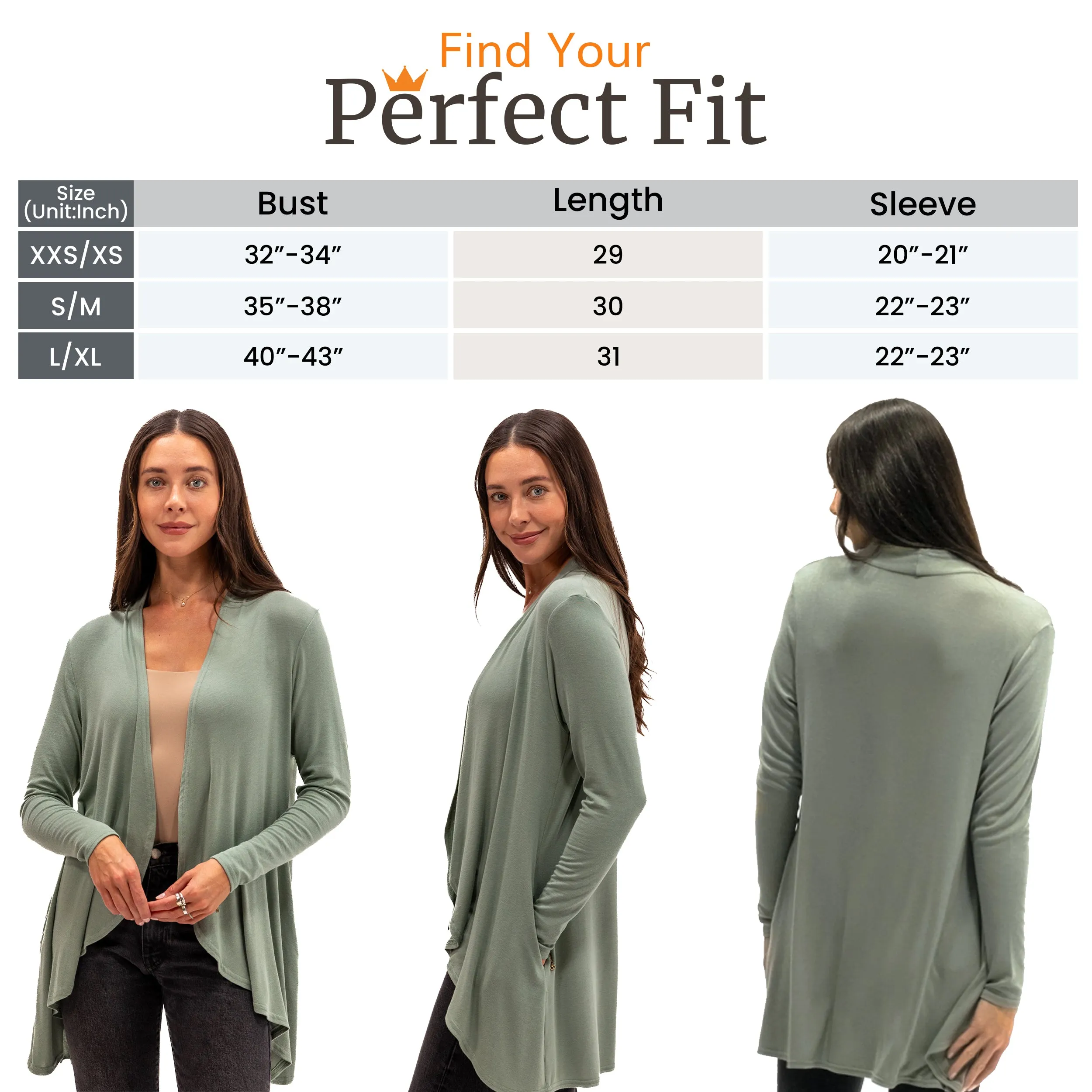 Hampton Open Front Travel Cardigan with Pockets in Eco-Cashmere Sage Green