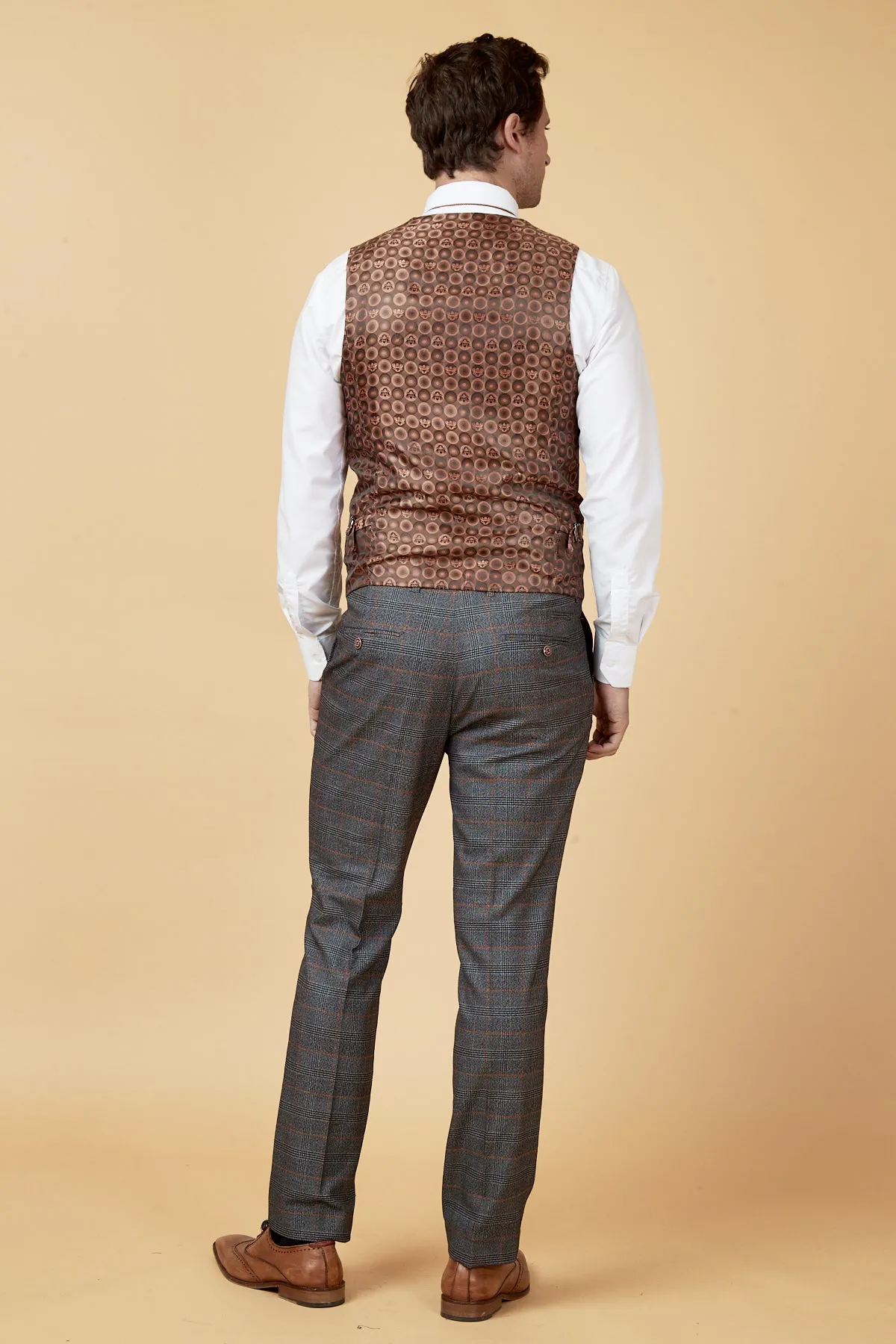 JENSON - Grey Check Suit with Double Breasted Waistcoat