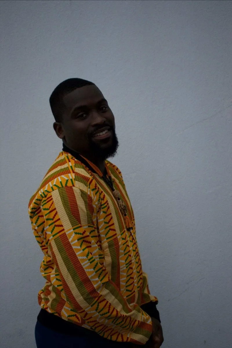 Kente Bomber Jacket in Orange African Print