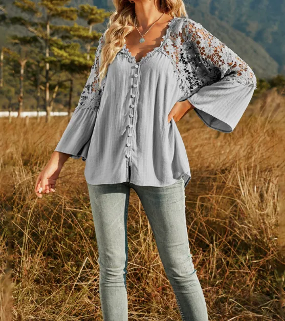 Lace V Neck Top