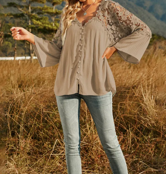 Lace V Neck Top