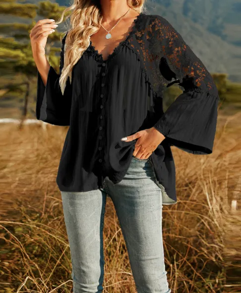 Lace V Neck Top