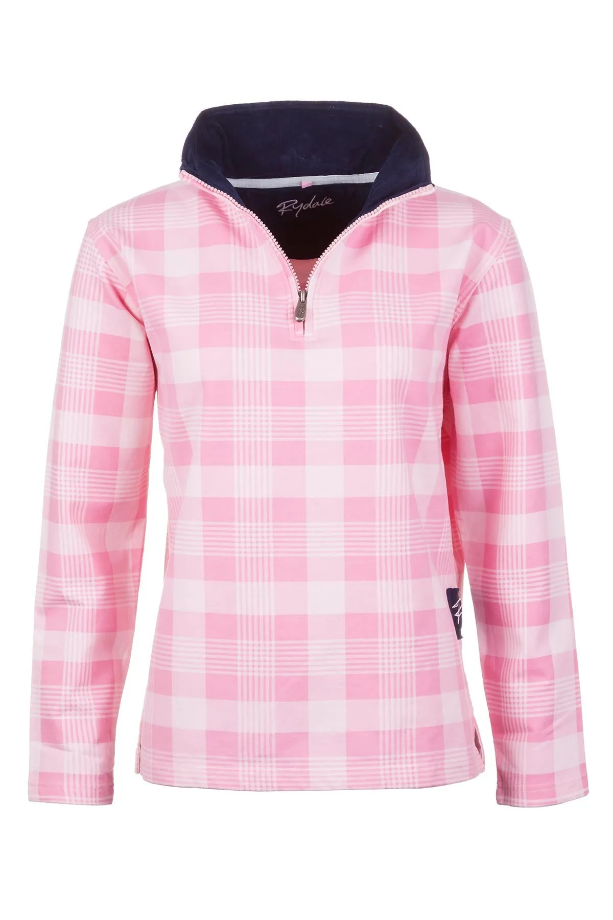 Ladies Half Zip Checked Sweatshirt