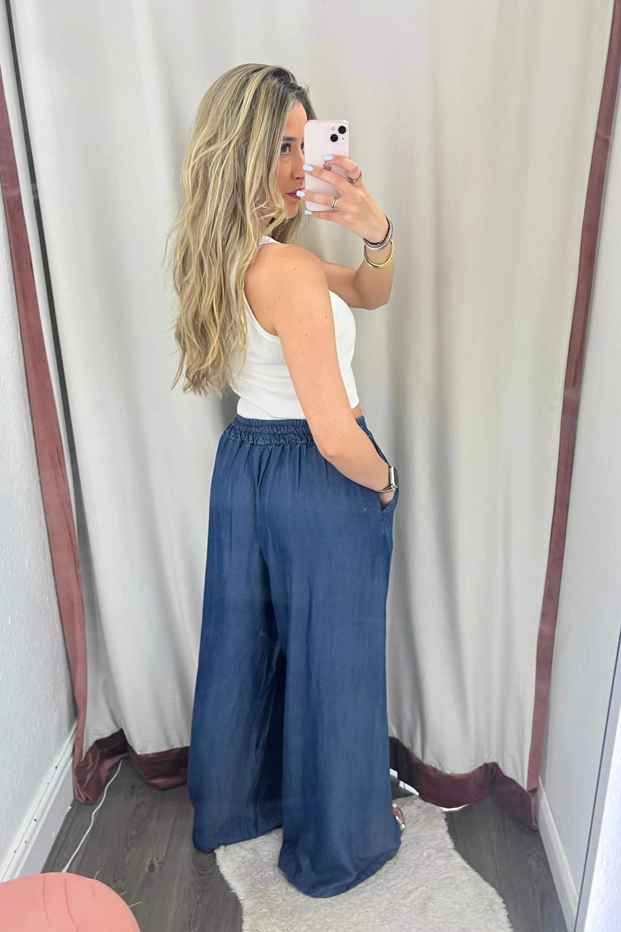 Light or Dark floaty elasticated denim pants