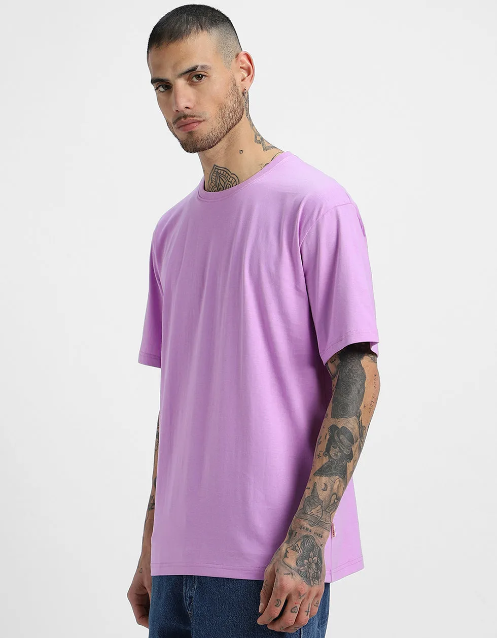 Lilac Solid Oversized T-shirt