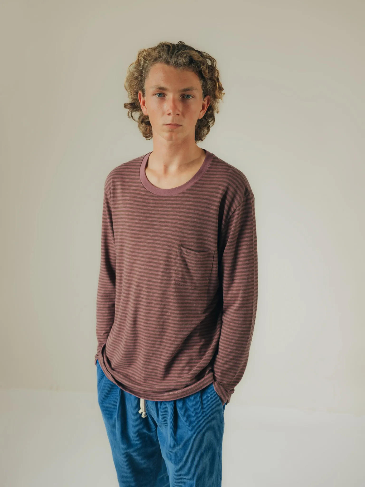 Long Sleeve Striped Espresso and Aubergine T-Shirt