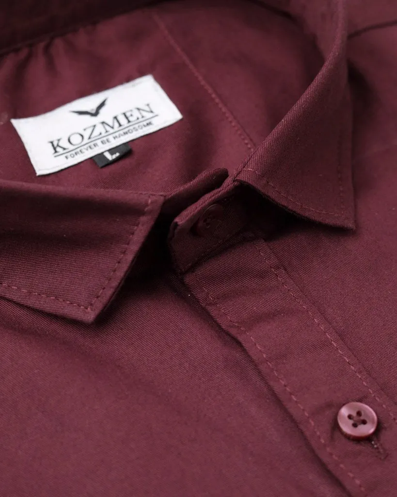 Maroon Color Affordable Solid Cotton Shirt