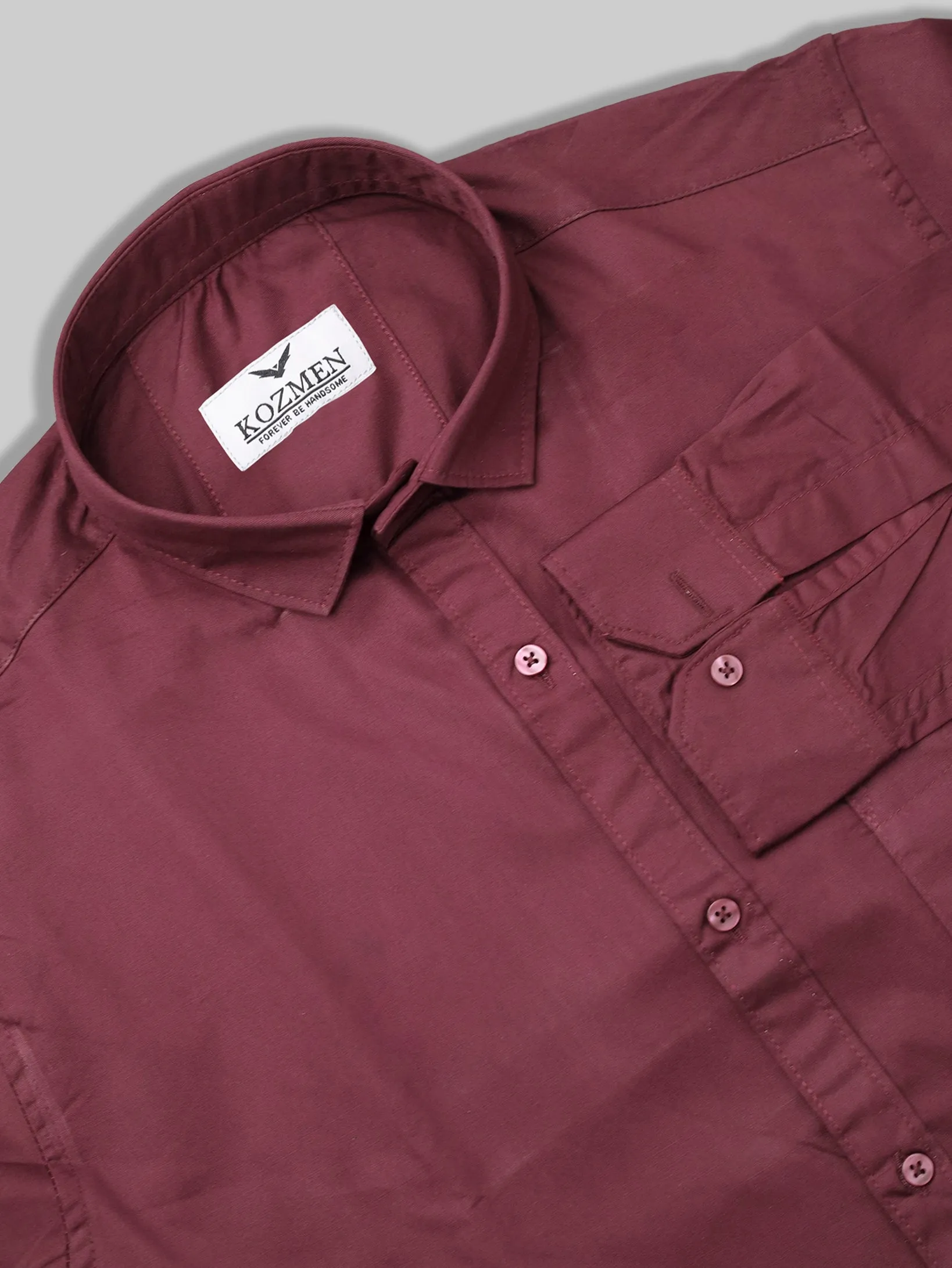 Maroon Color Affordable Solid Cotton Shirt