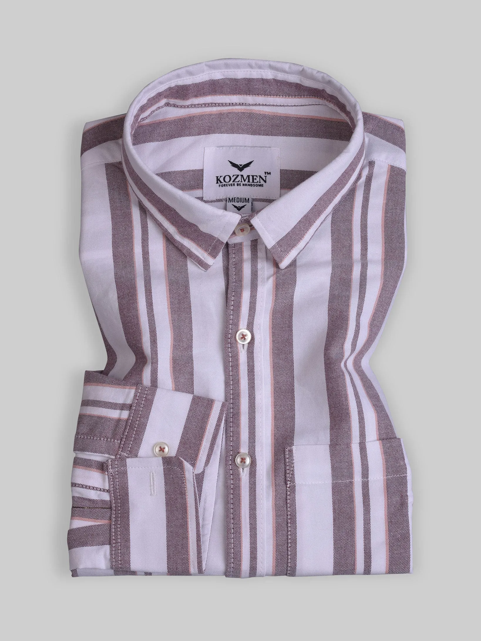 Maroon with Orange Balanced London Striped Cotton Shirt