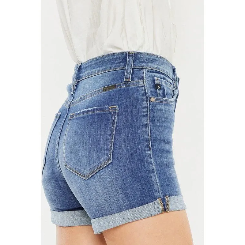 Medium Wash High Rise Denim Shorts