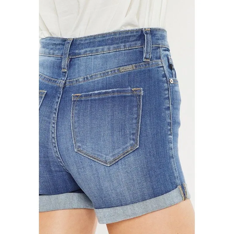 Medium Wash High Rise Denim Shorts