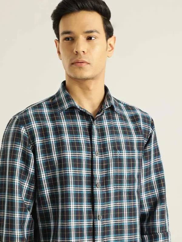 Men Checked Full Sleeve Linen Blend Shirt