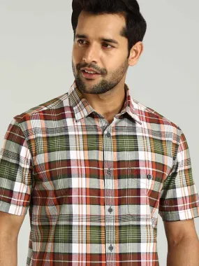 Men Checked Half Sleeve Cotton Shirt