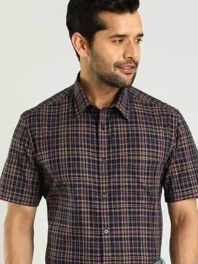 Men Checked Half Sleeve Cotton Shirt