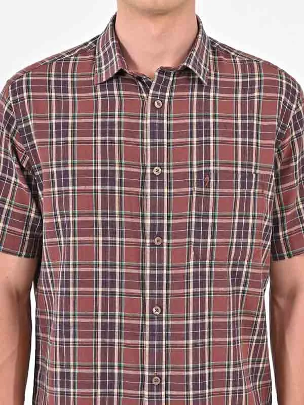 Men Checked Half Sleeve Cotton Shirt