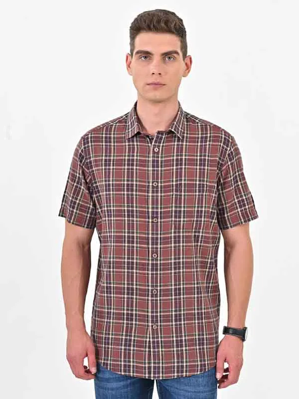 Men Checked Half Sleeve Cotton Shirt