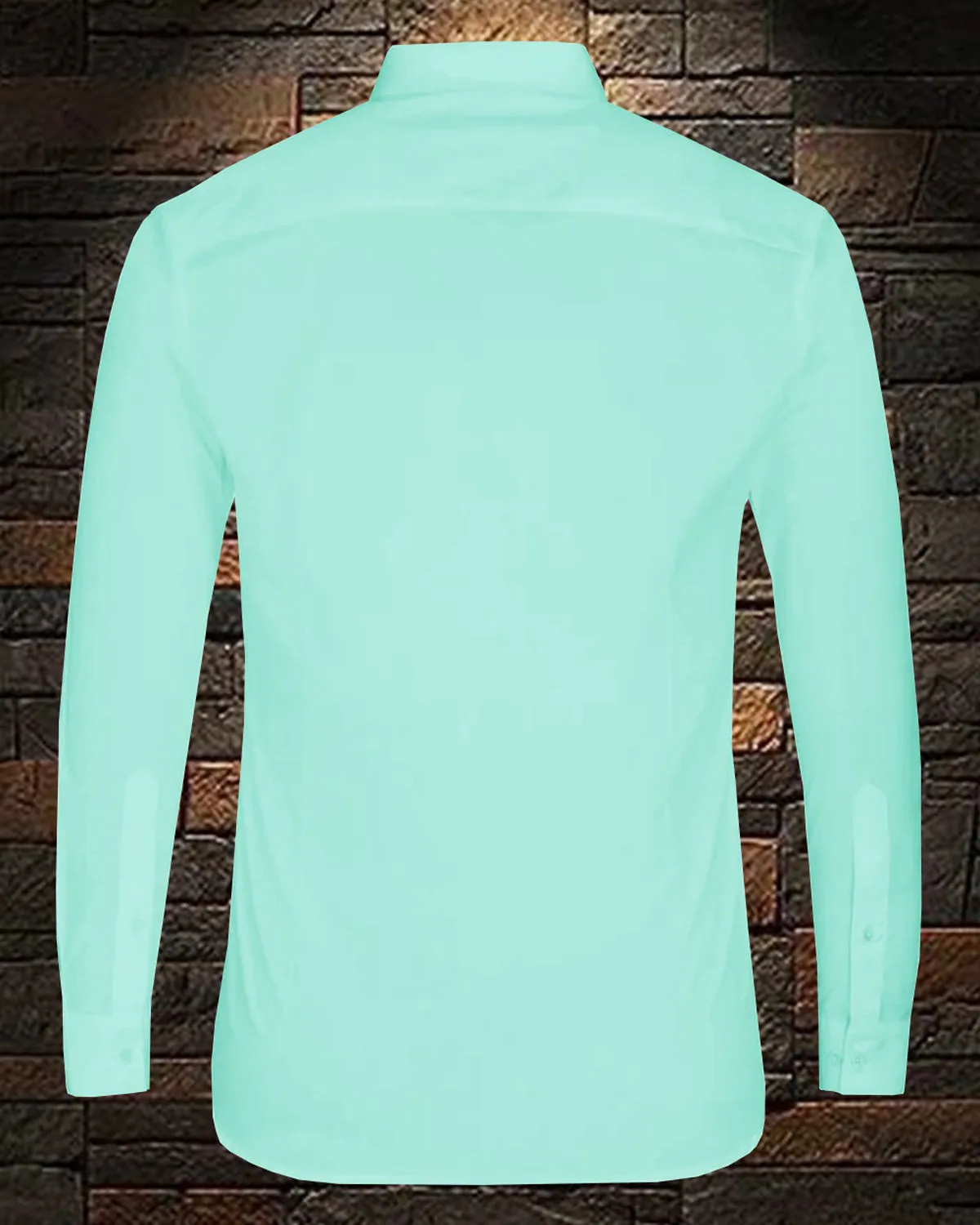 MEN PLAIN MINT GREEN WITH BLUE CONTRAST FULL HAND SHIRT