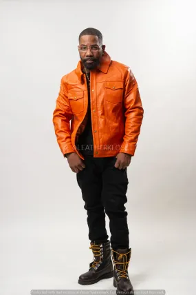 Mens Distressed Pumpkin Dylan Jacket - Stylish Retro Outerwear