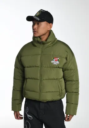 Mens Lks-Nyc-Skull Puffer Jacket - Green