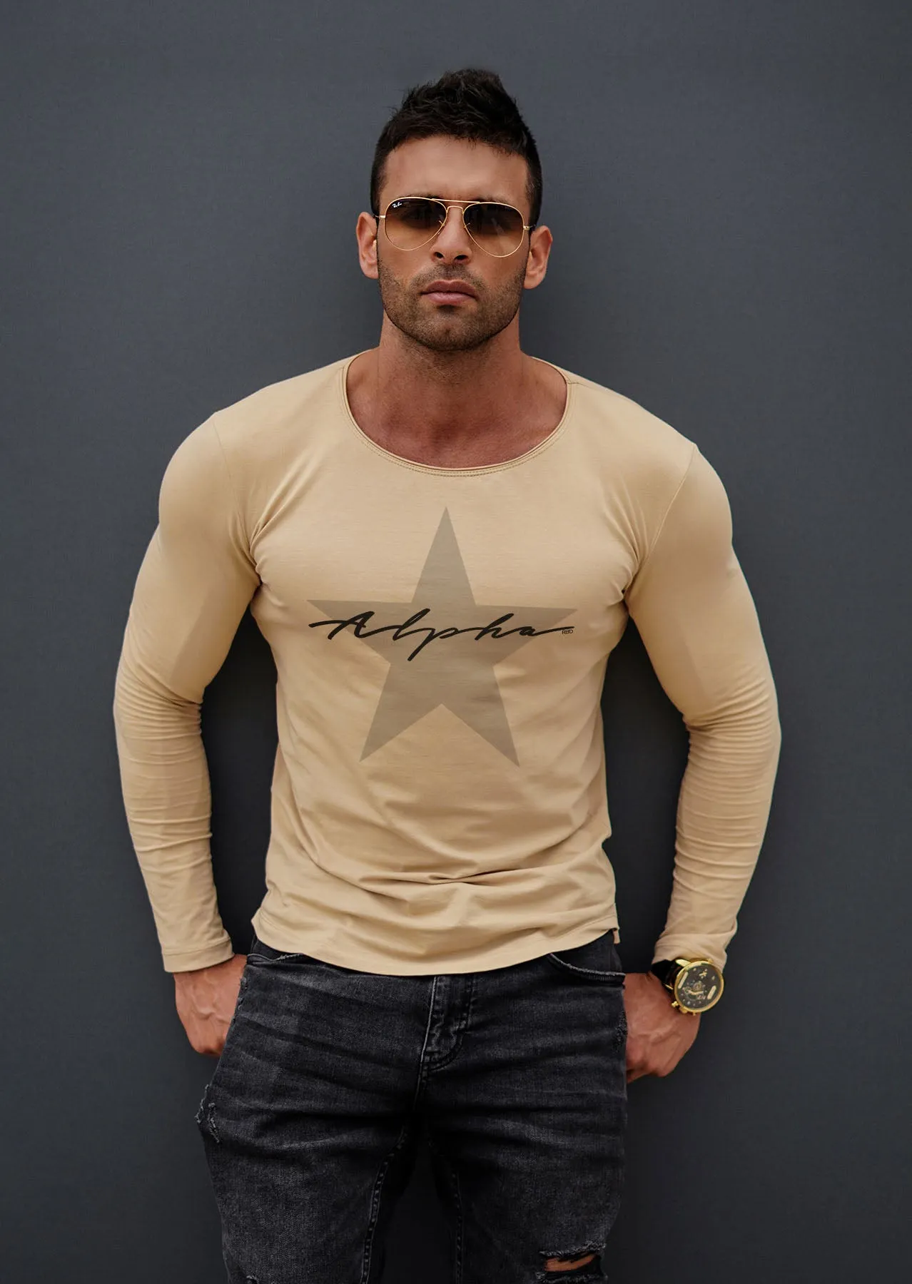 Mens Long Sleeve T-shirt "Alpha Star" MD885S