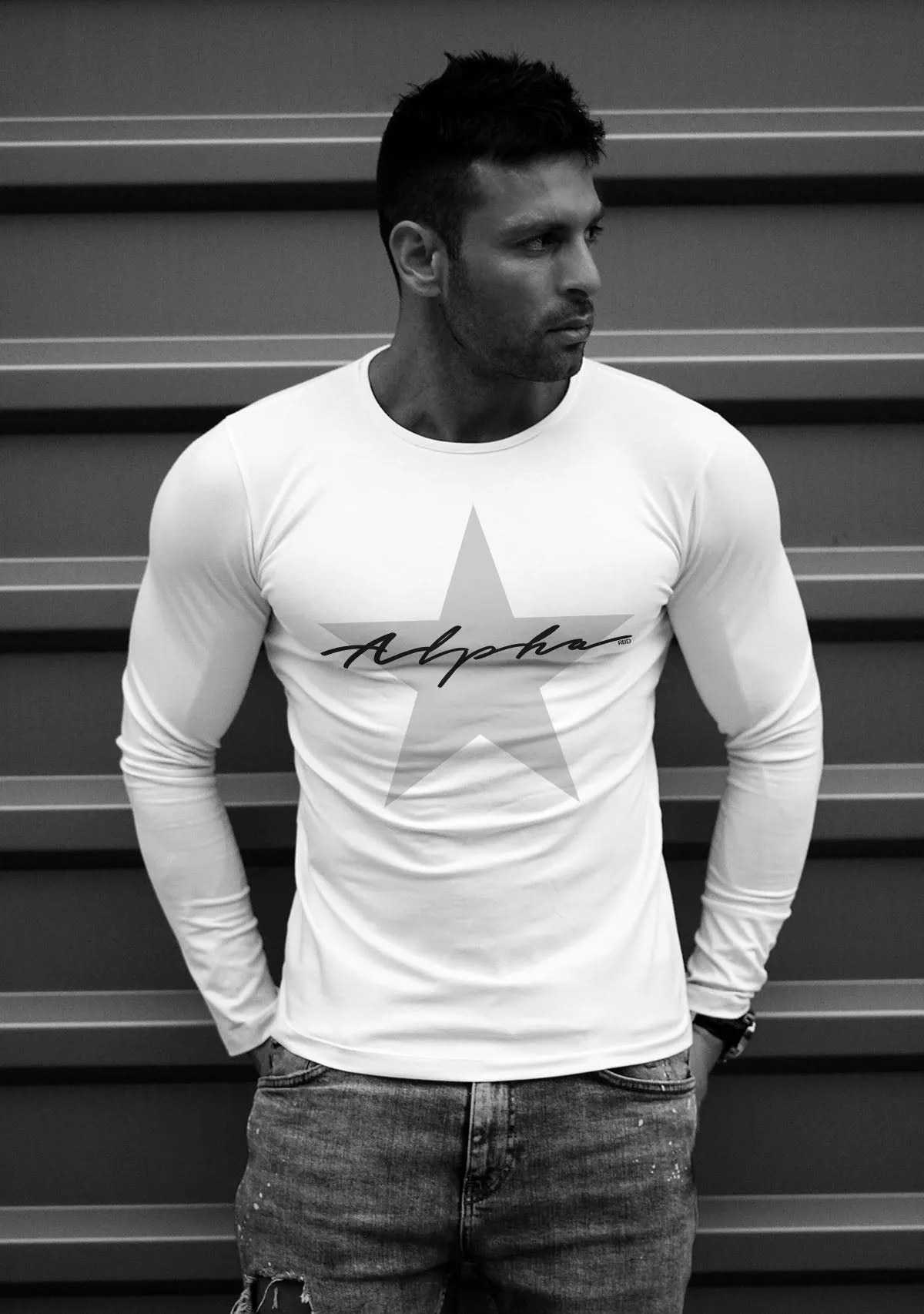 Mens Long Sleeve T-shirt "Alpha Star" MD885S