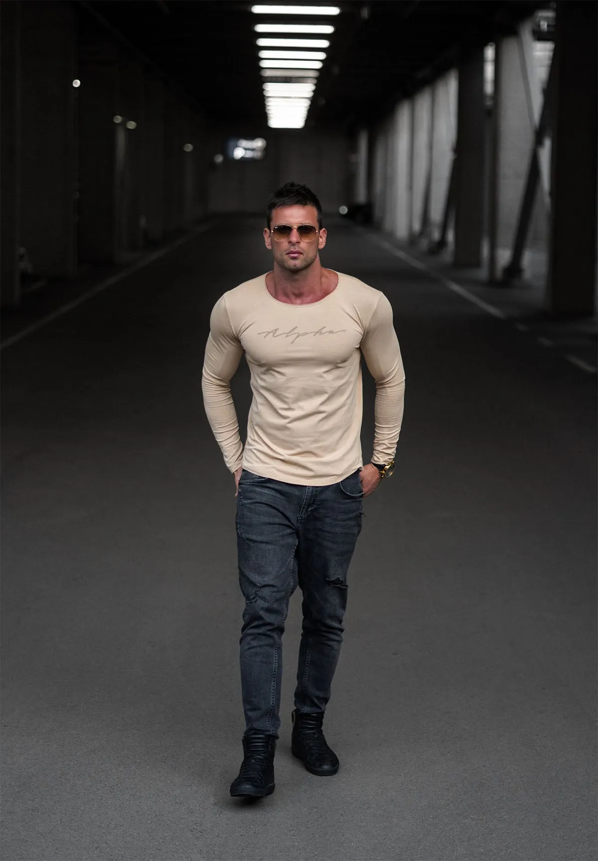 Mens Long Sleeve T-shirt "Alpha" Gray MD885