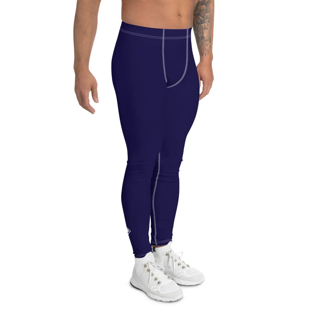 Men's Midnight Blue Athletic Leggings for Running, Gym, Jiu-Jitsu and MMA