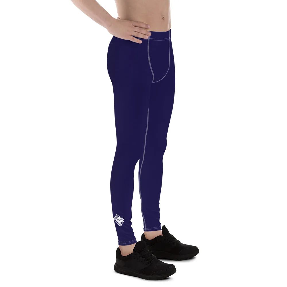 Men's Midnight Blue Athletic Leggings for Running, Gym, Jiu-Jitsu and MMA