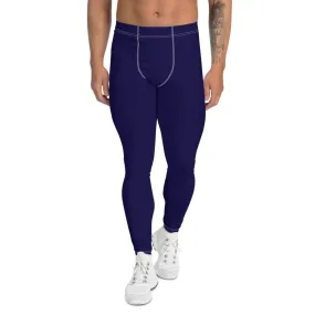 Men's Midnight Blue Athletic Leggings for Running, Gym, Jiu-Jitsu and MMA