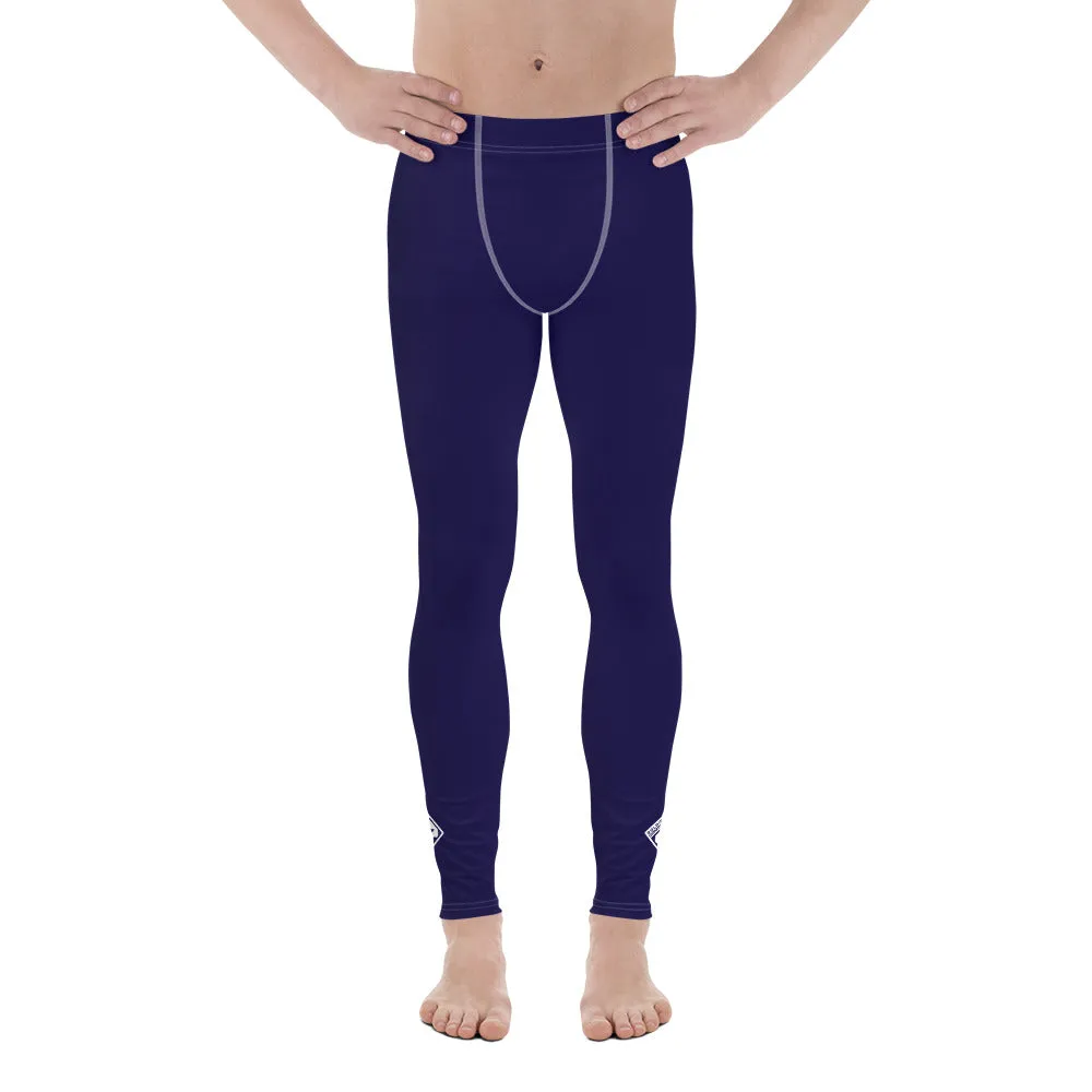 Men's Midnight Blue Athletic Leggings for Running, Gym, Jiu-Jitsu and MMA