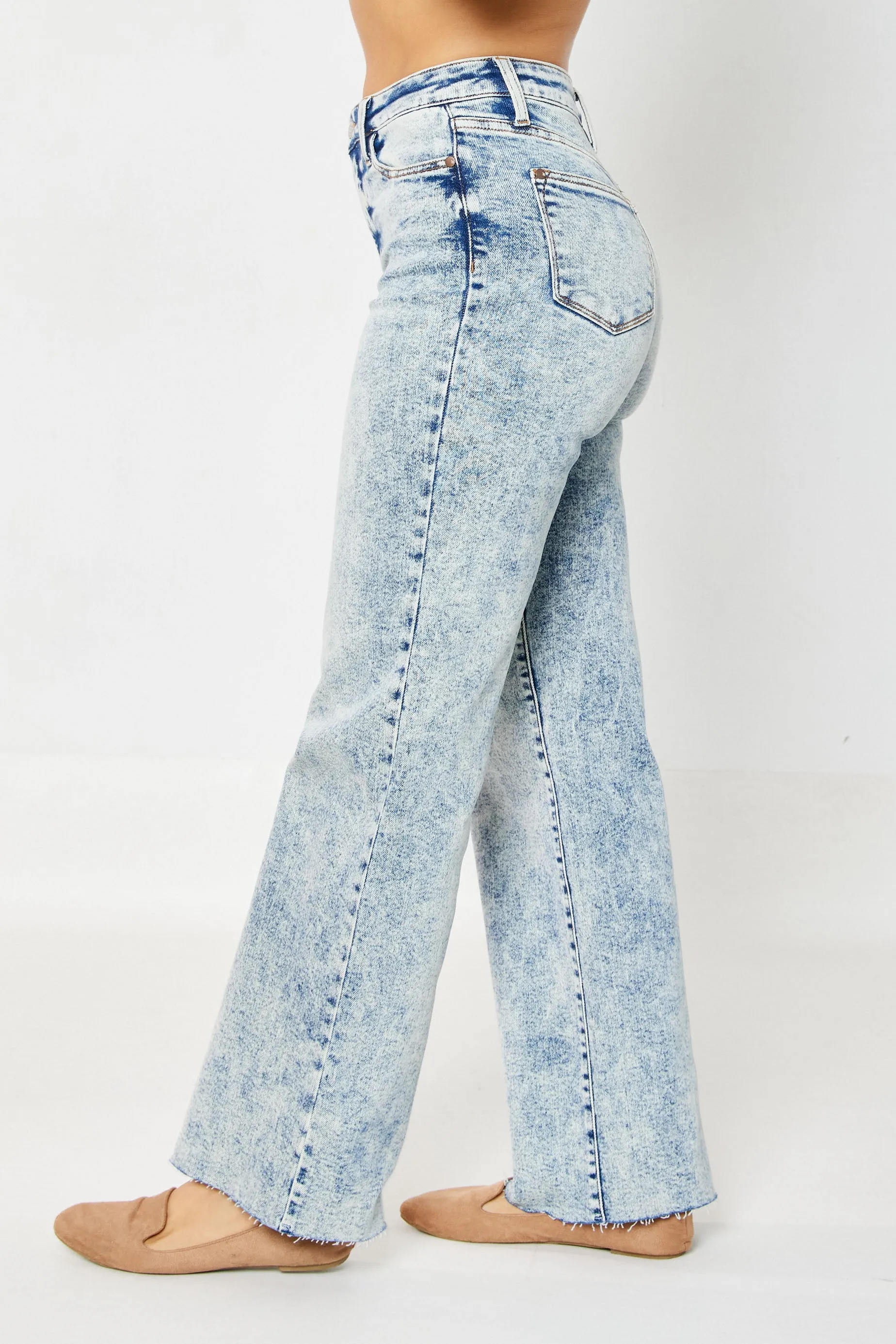 Miami High Waist Mineral Wash Raw Hem Denim