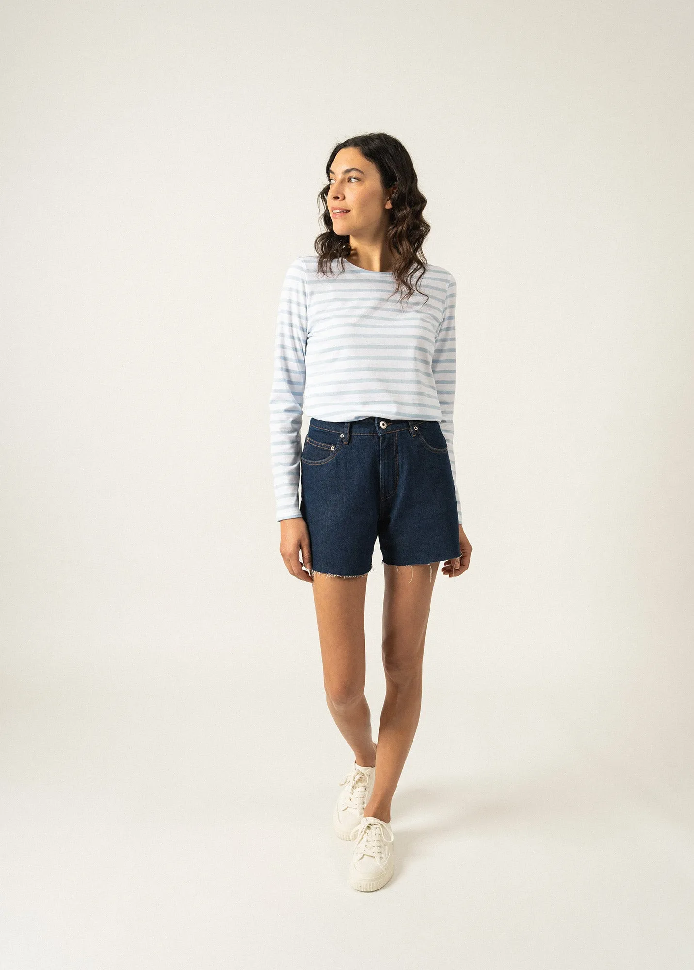 Minquidame striped sailor shirt - regular fit, in light cotton (NEIGE/CIEL)