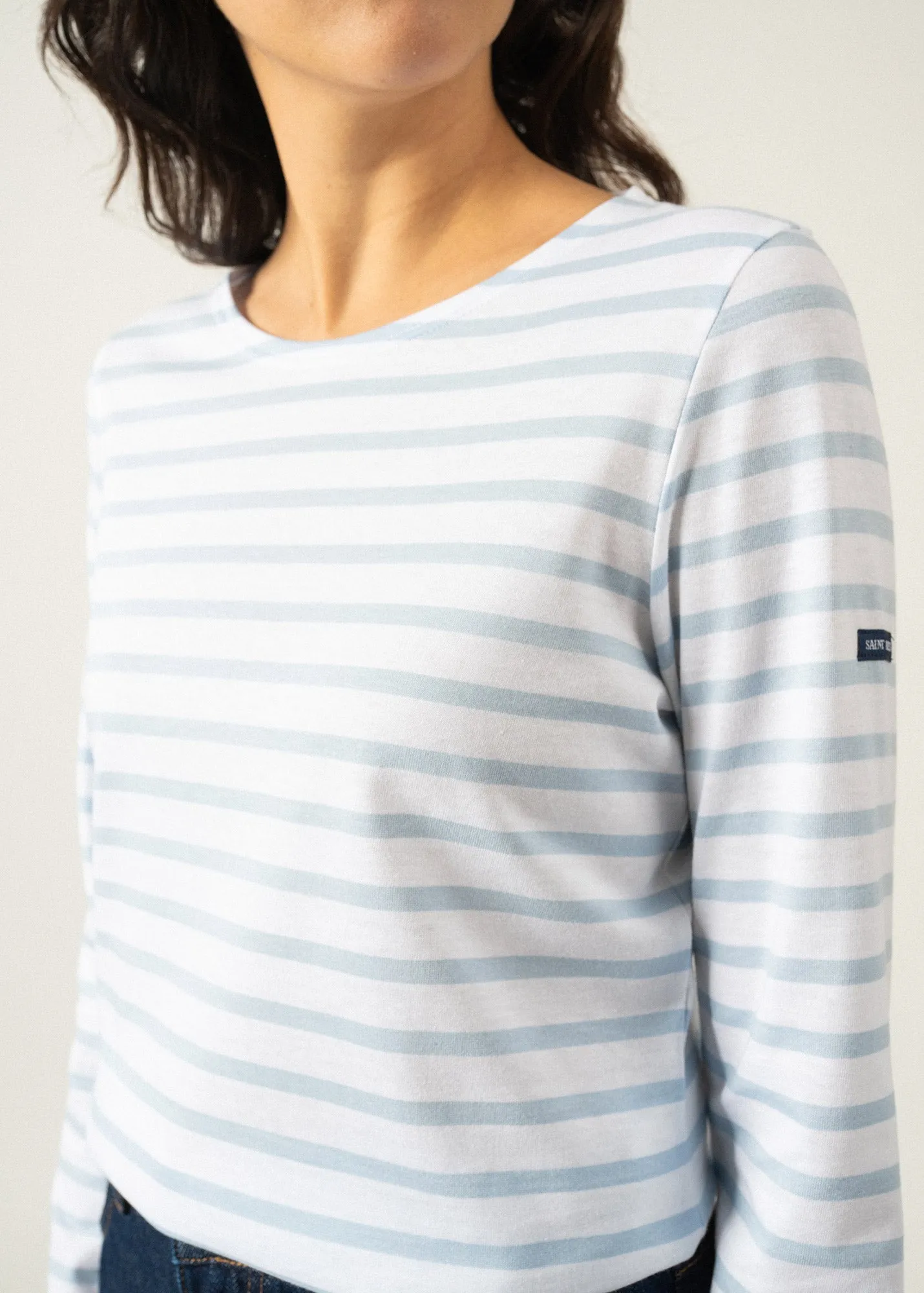 Minquidame striped sailor shirt - regular fit, in light cotton (NEIGE/CIEL)