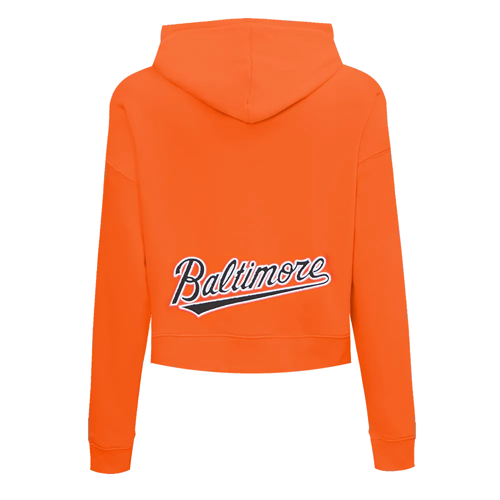 MLB BALTIMORE ORIOLES CLASSIC WOMEN'S FLC CROPPED PO HOODIE (ORANGE)