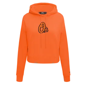 MLB BALTIMORE ORIOLES CLASSIC WOMEN'S FLC CROPPED PO HOODIE (ORANGE)