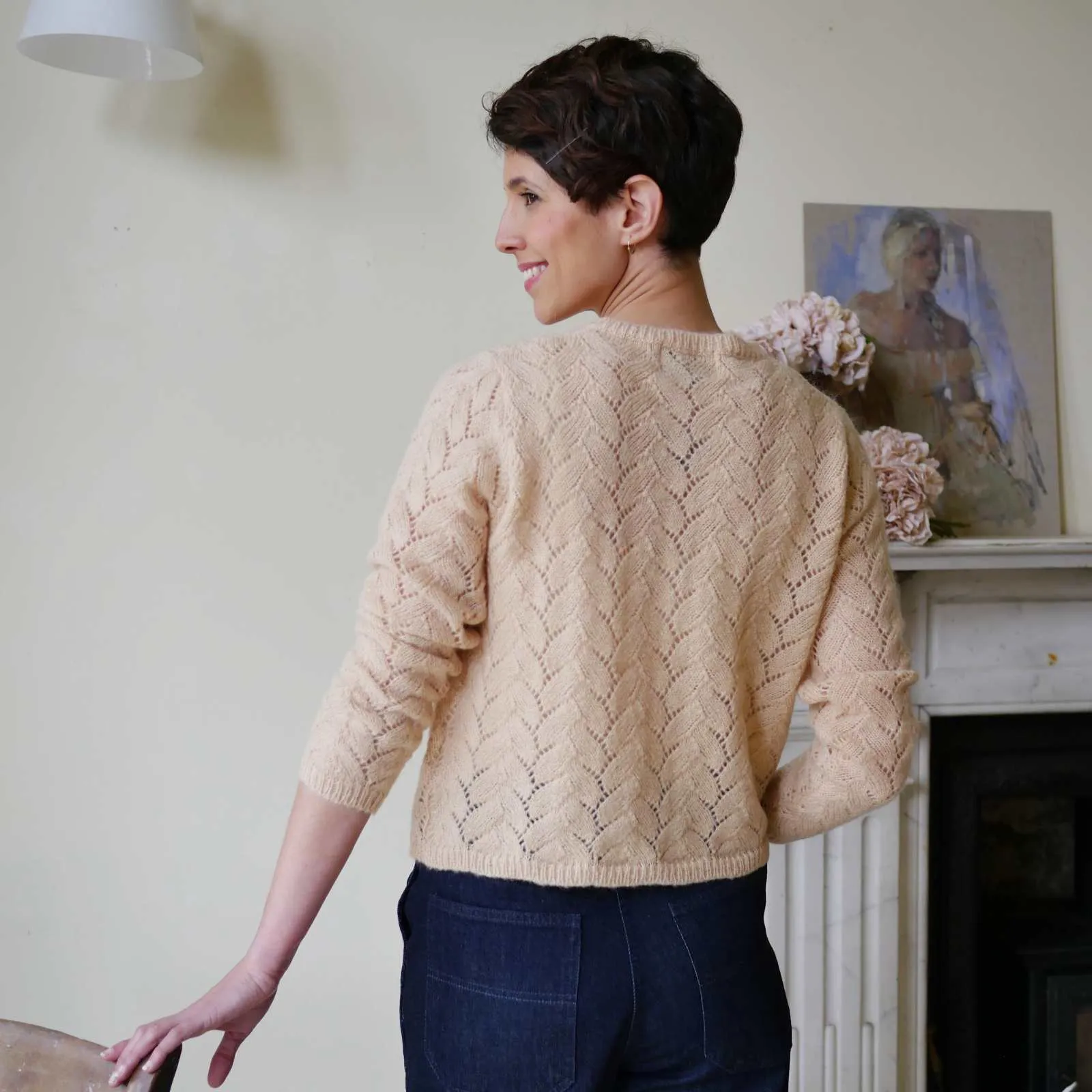 Openwork Cardigan - Blush