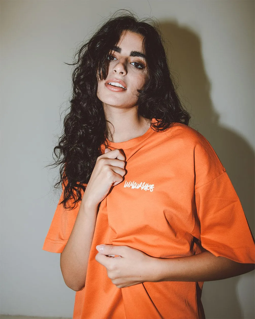 Orange IYS Printed Oversized Tee