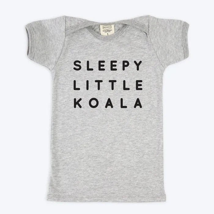 Organic Baby Sleepy Koala T-shirt - Grey Marle