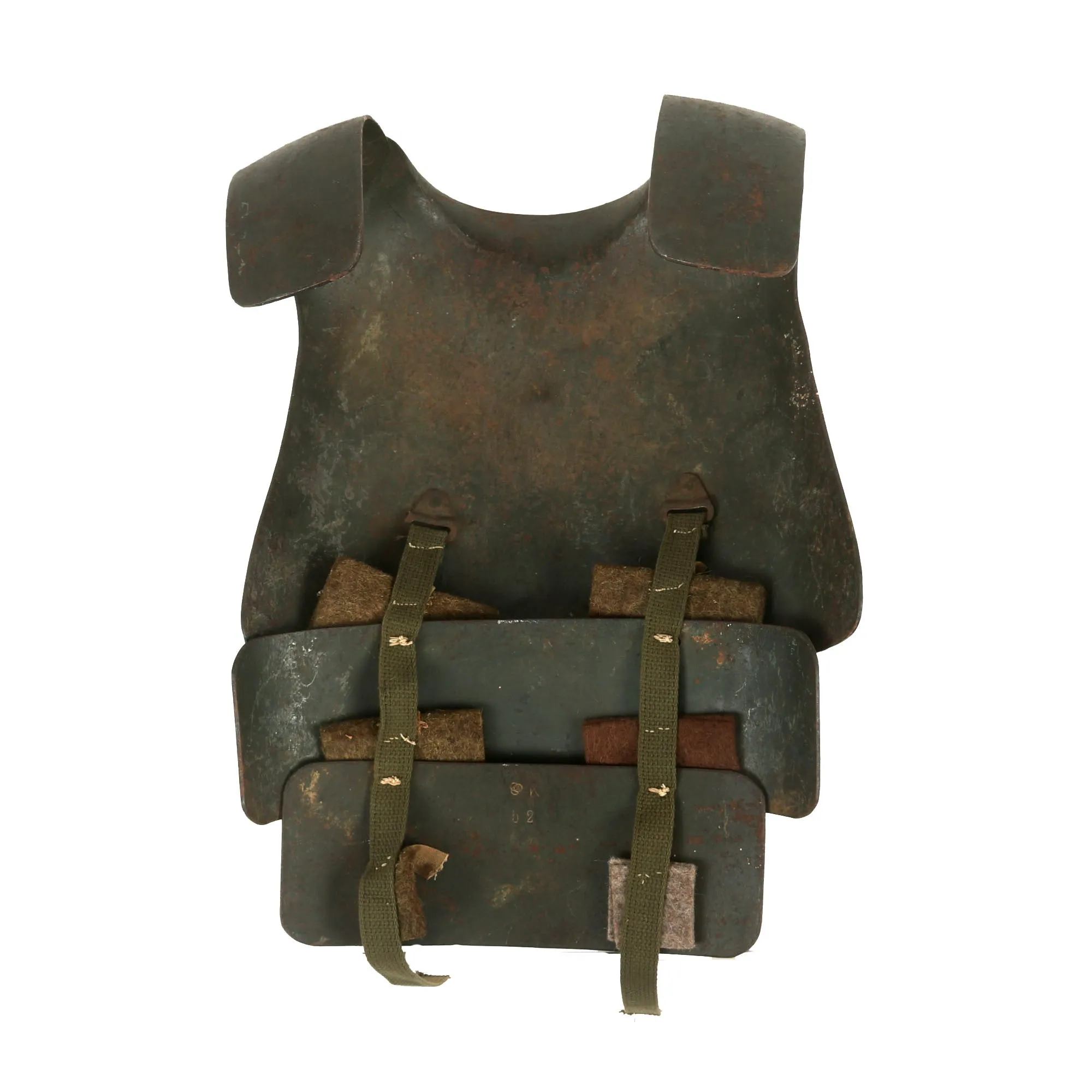 Original Imperial German WWI Battle Damaged Sappenpanzer Body Armor Set with 2 Sporran Plates & Replacement Straps by Fried. Krupp AG