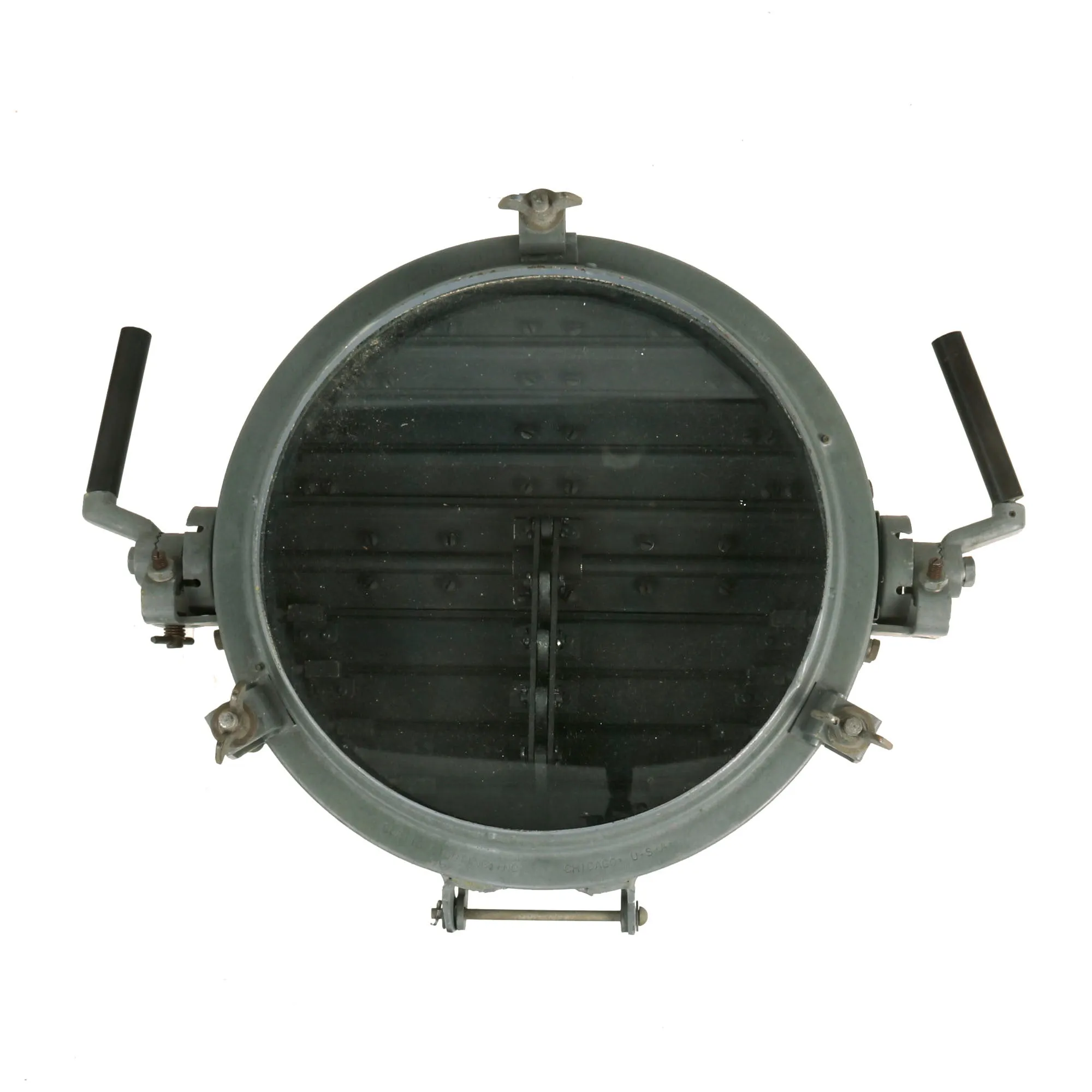 Original U.S. WWII Navy Unissued Shutter Lens Faceplate for 12 Inch Signaling Searchlight by Curtis Lighting Inc.