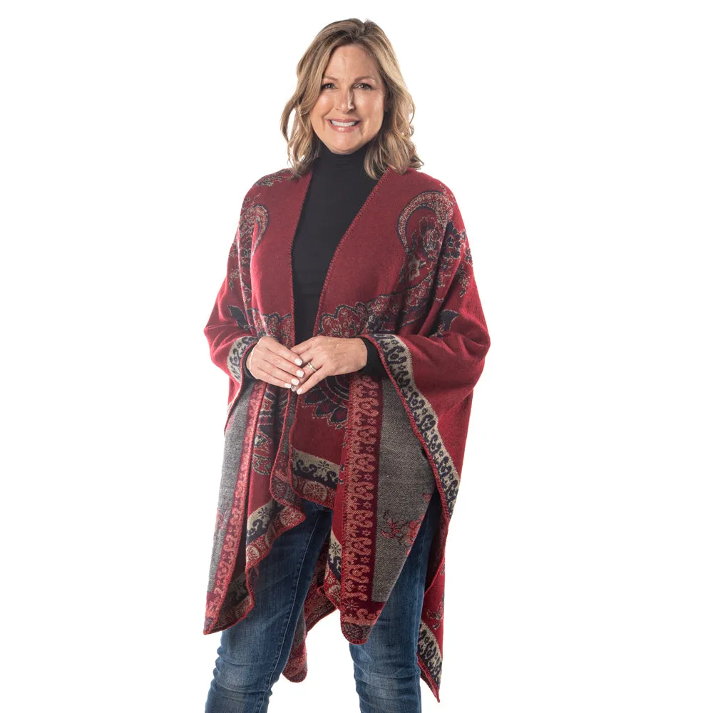 Paisley Knit Cozy Coat Wrap