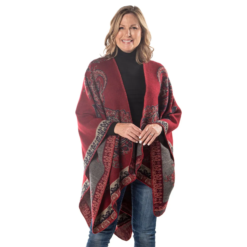 Paisley Knit Cozy Coat Wrap